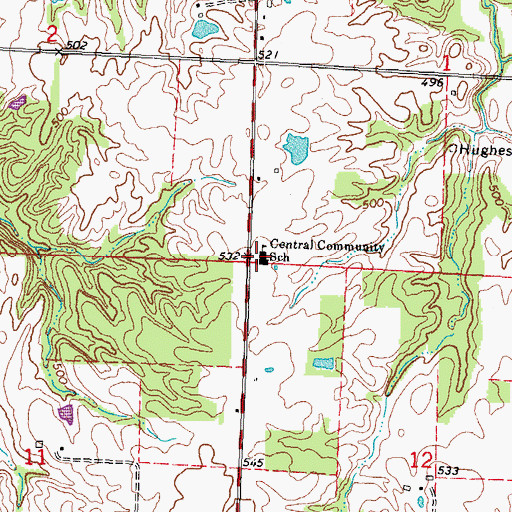 Topographic Map of Central Attendence Center, IL