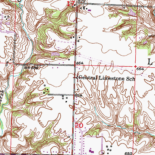 Topographic Map of Central Limestone School, IL