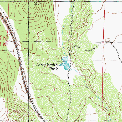 Topographic Map of Dirty Smith Tank, AZ