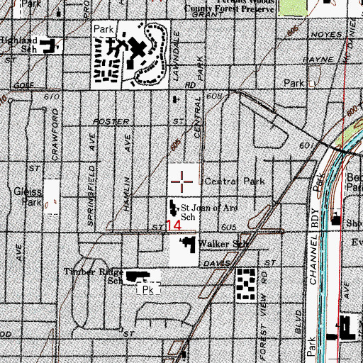 Topographic Map of Central Park, IL