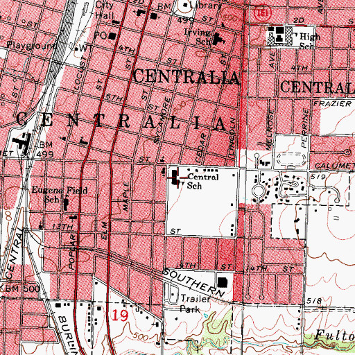 Topographic Map of Centralia Junior High School, IL