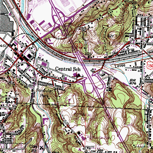 Topographic Map of Central Junior High School, IL