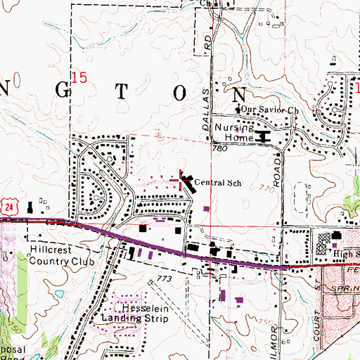 Topographic Map of Central Elementary School, IL