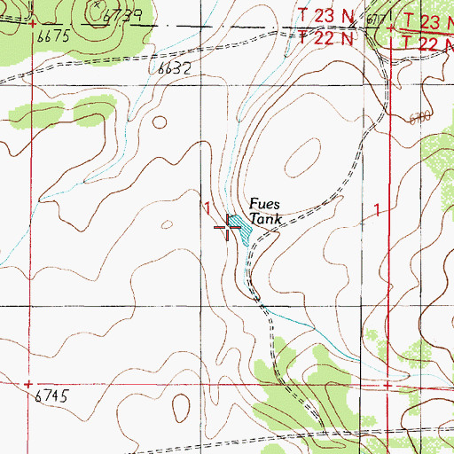 Topographic Map of Fues Tank, AZ