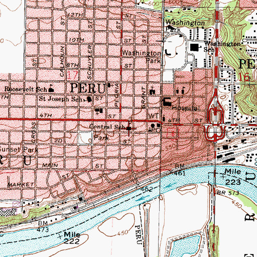 Topographic Map of Central School, IL