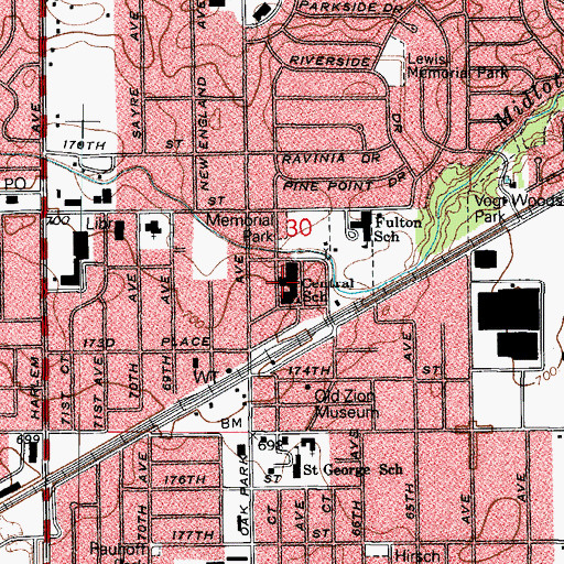Topographic Map of Central Middle School, IL