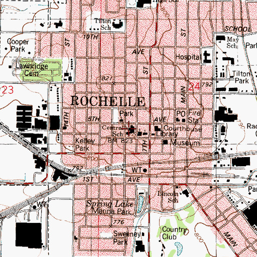 Topographic Map of Central Elementary School, IL