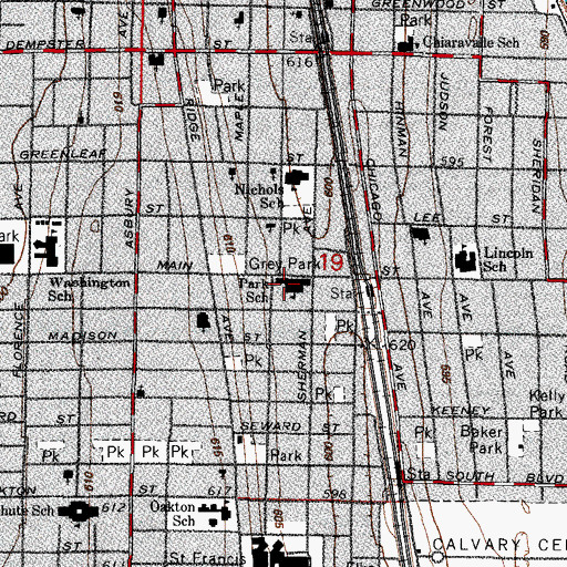 Topographic Map of Central School, IL