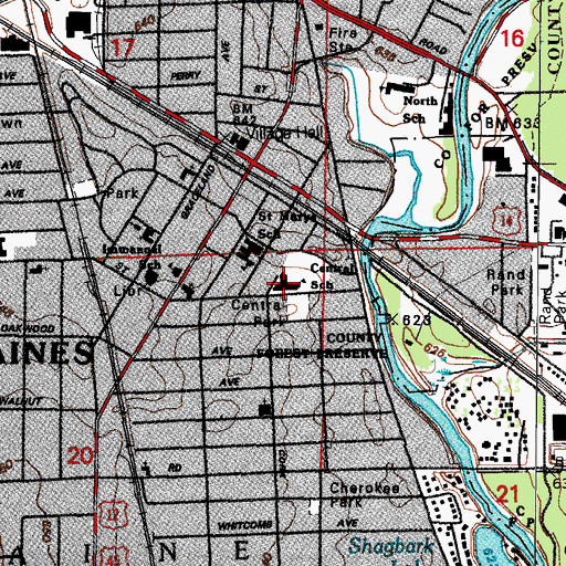 Topographic Map of Central Elementary School, IL