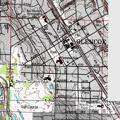 Topographic Map of Central School, IL