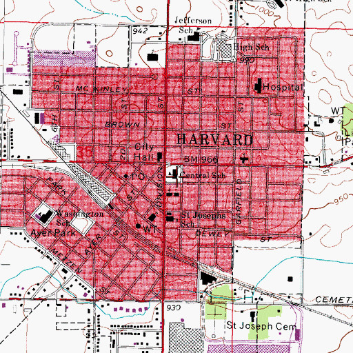 Topographic Map of Central School, IL