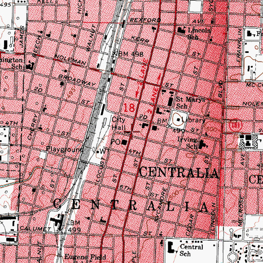 Topographic Map of Centralia, IL