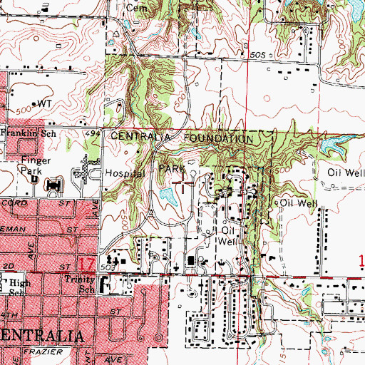 Topographic Map of Centralia Foundation Park, IL