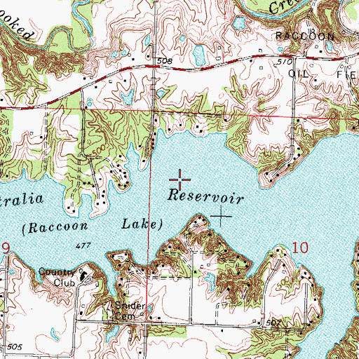 Topographic Map of Centralia Reservoir, IL