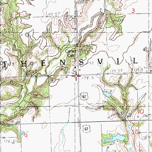 Topographic Map of Ceres School (historical), IL