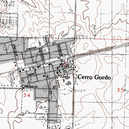 Topographic Map of Cerro Gordo, IL