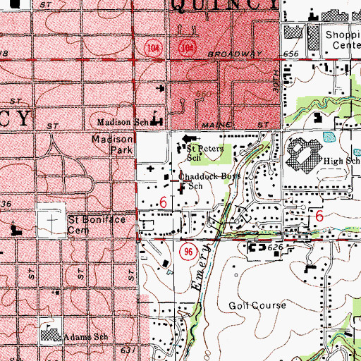 Topographic Map of Chaddock School, IL