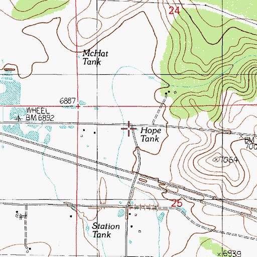 Topographic Map of Hope Tank, AZ