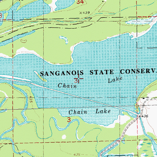 Topographic Map of Chain Lake, IL