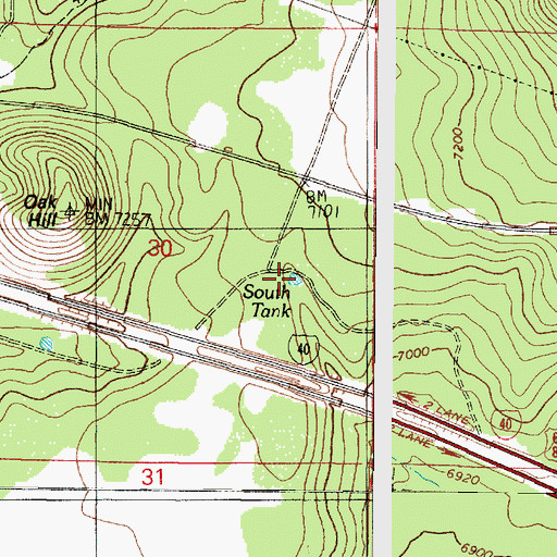 Topographic Map of South Tank, AZ