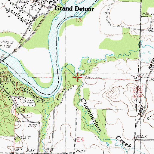 Topographic Map of Chamberlain Creek, IL