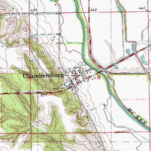 Topographic Map of Chambersburg, IL