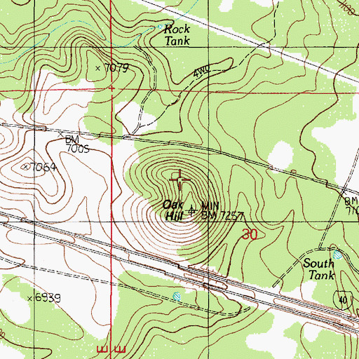 Topographic Map of Oak Hill Snow Play Area, AZ