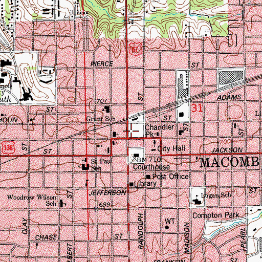 Topographic Map of Chandler Park, IL