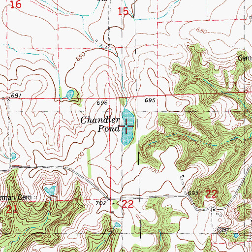 Topographic Map of Chandler Pond, IL