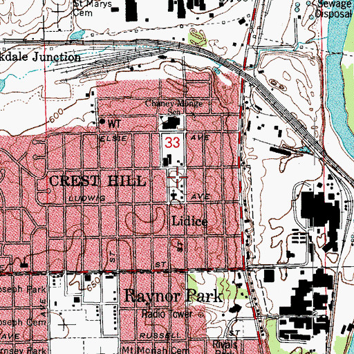 Topographic Map of Chaney School, IL