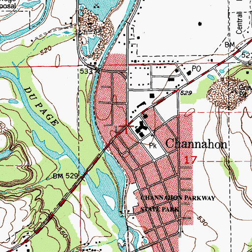 Topographic Map of Channahon, IL