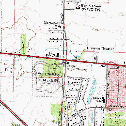 Topographic Map of Chapel of the Chimes, IL