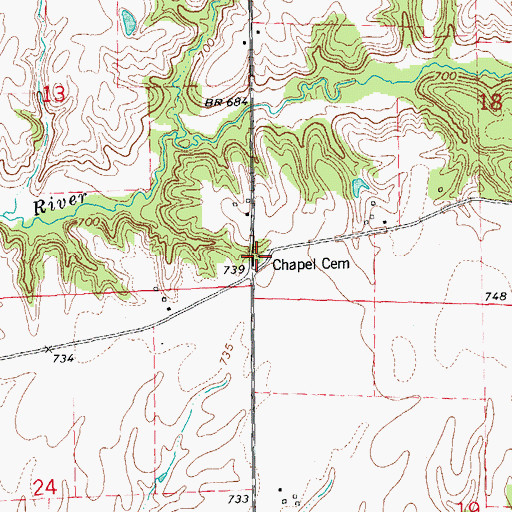 Topographic Map of Chapel Cemetery, IL