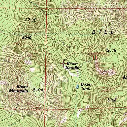 Topographic Map of Bixler Saddle, AZ