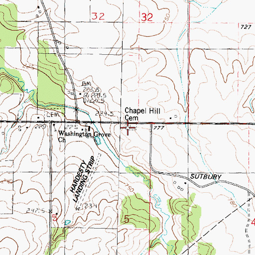 Topographic Map of Chapel Hill Cemetery, IL