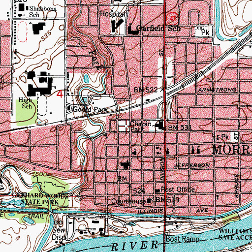 Topographic Map of Chapin Park, IL