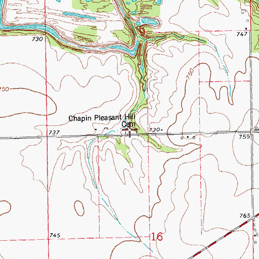 Topographic Map of Pleasant Hill Cemetery, IL