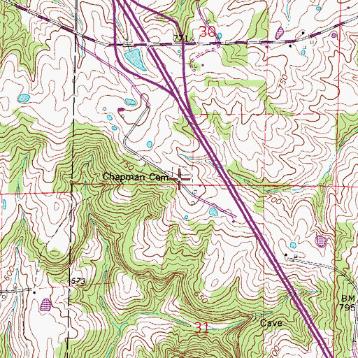 Topographic Map of Chapman Cemetery, IL