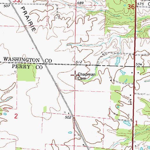 Topographic Map of Chapman Cemetery, IL