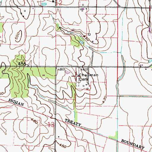 Topographic Map of Chapman Cemetery, IL