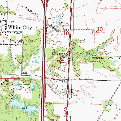 Topographic Map of Chapman Cemetery, IL