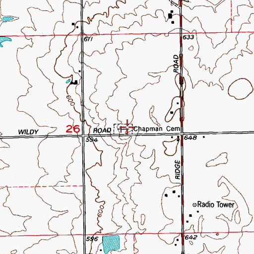 Topographic Map of Chapman Cemetery, IL