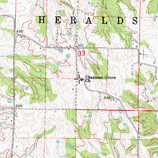 Topographic Map of Chapman Grove Church, IL