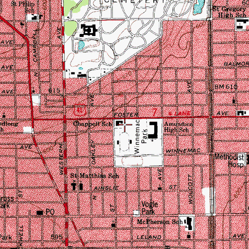 Topographic Map of Chappell Elementary School, IL