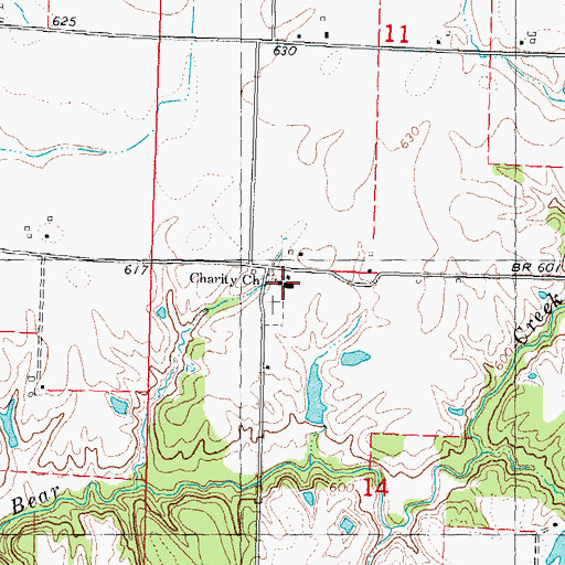 Topographic Map of Charity Baptist Church, IL