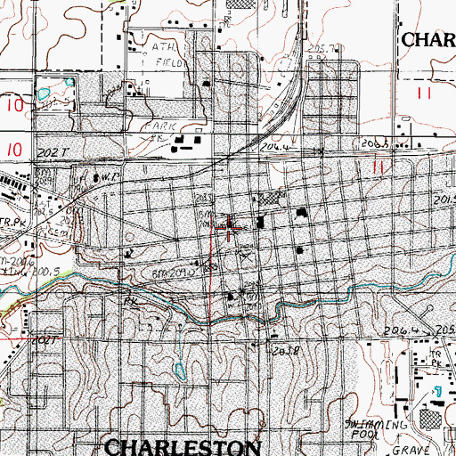 Topographic Map of Charleston, IL