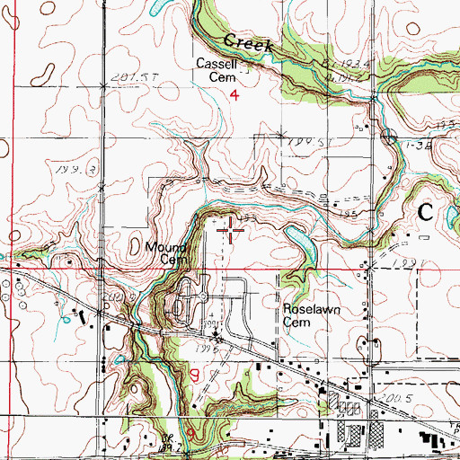 Topographic Map of Mound Cemetery, IL