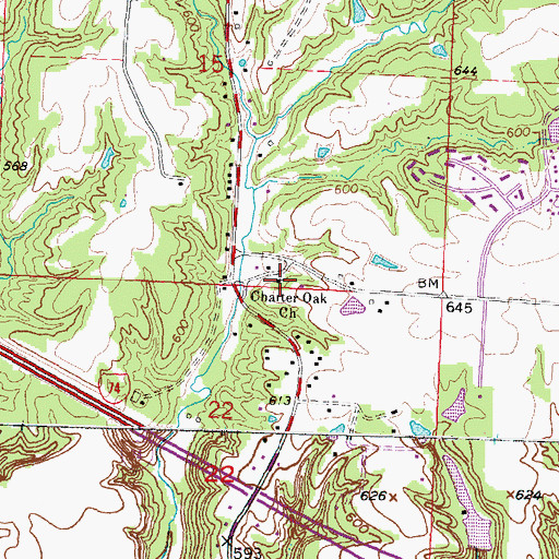 Topographic Map of Charter Oak Church, IL