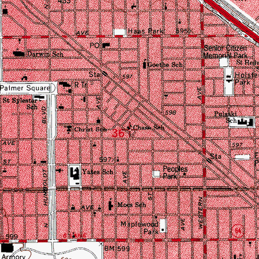 Topographic Map of Chase Elementary School, IL
