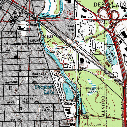 Topographic Map of Chautauqua Park, IL